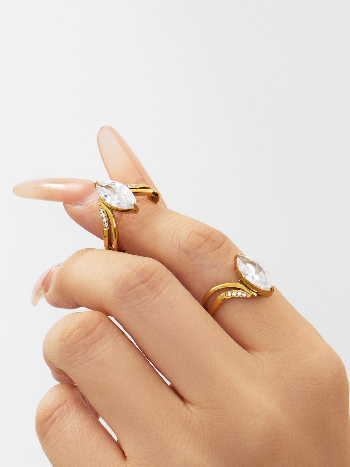 316L Stainless Steel 18K Gold Plated Zirconia Inlaid Exquisite Ring -  Sensitive Skin Friendly - Detail 22