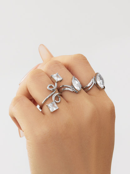 316L Stainless Steel 18K Gold Plated Zirconia Inlaid Exquisite Ring -  Sensitive Skin Friendly - Detail 24