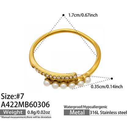 316L Stainless Steel 18K Gold Plated Zirconia Inlaid Exquisite Ring -  Sensitive Skin Friendly - Detail 7