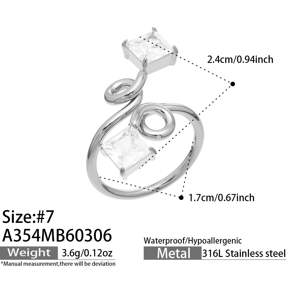 316L Stainless Steel 18K Gold Plated Zirconia Inlaid Exquisite Ring -  Sensitive Skin Friendly - Detail 9