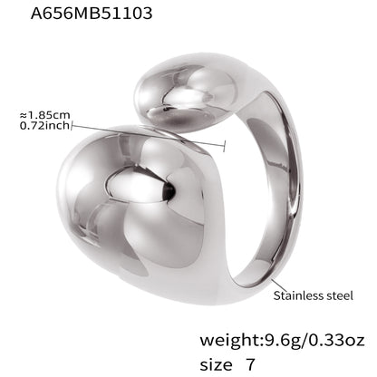 316L Stainless Steel 18K Gold Puffy Dome & Enamel Rings - Image 8