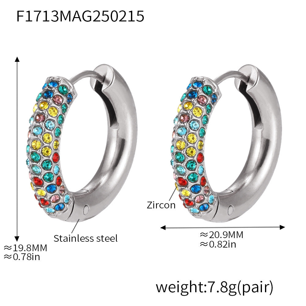 316L Stainless Steel 18K Gold PVD 4mm Zircon Hoop Earrings - Minimalist 4mm Zircon Hoop Earrings Wholesale Stainless Steel Jewelry - Sensitive Skin Friendly - Detail 14
