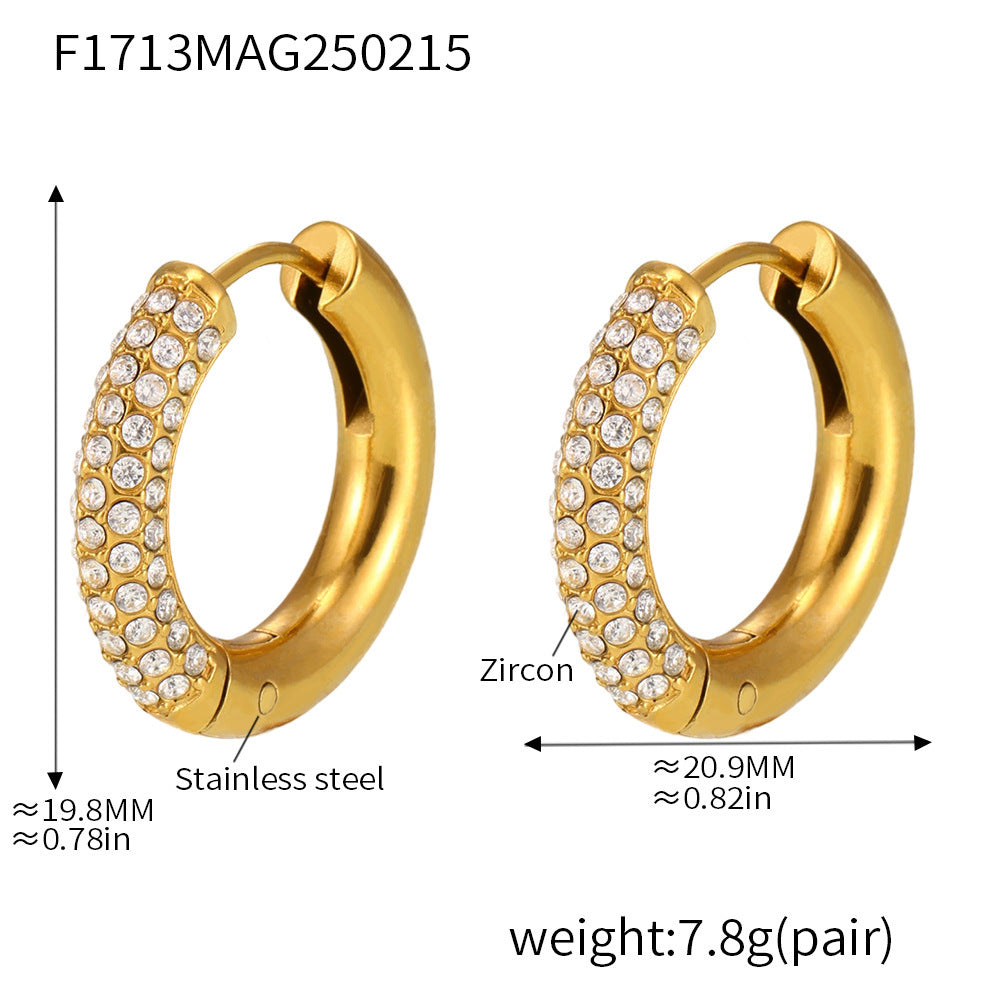 316L Stainless Steel 18K Gold PVD 4mm Zircon Hoop Earrings - Minimalist 4mm Zircon Hoop Earrings Wholesale Stainless Steel Jewelry - Sensitive Skin Friendly - Detail 15