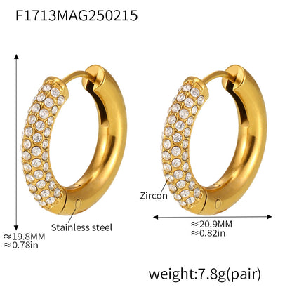 316L Stainless Steel 18K Gold PVD 4mm Zircon Hoop Earrings - Minimalist 4mm Zircon Hoop Earrings Wholesale Stainless Steel Jewelry - Sensitive Skin Friendly - Detail 15