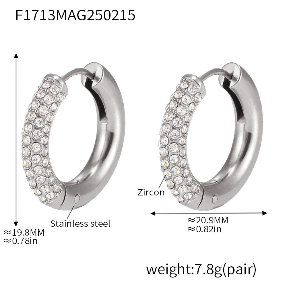 316L Stainless Steel 18K Gold PVD 4mm Zircon Hoop Earrings - Minimalist 4mm Zircon Hoop Earrings Wholesale Stainless Steel Jewelry - Sensitive Skin Friendly - Detail 17