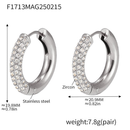 316L Stainless Steel 18K Gold PVD 4mm Zircon Hoop Earrings - Minimalist 4mm Zircon Hoop Earrings Wholesale Stainless Steel Jewelry - Sensitive Skin Friendly - Detail 17