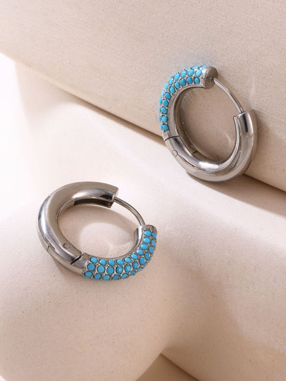 316L Stainless Steel 18K Gold PVD 4mm Zircon Hoop Earrings - Minimalist 4mm Zircon Hoop Earrings Wholesale Stainless Steel Jewelry - Sensitive Skin Friendly - Detail 2
