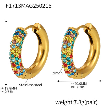 316L Stainless Steel 18K Gold PVD 4mm Zircon Hoop Earrings - Minimalist 4mm Zircon Hoop Earrings Wholesale Stainless Steel Jewelry - Sensitive Skin Friendly - Detail 7