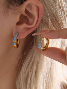 316L Stainless Steel 18K Gold PVD 4mm Zircon Hoop Earrings - Minimalist 4mm Zircon Hoop Earrings Wholesale Stainless Steel Jewelry - Sensitive Skin Friendly - Detail 9