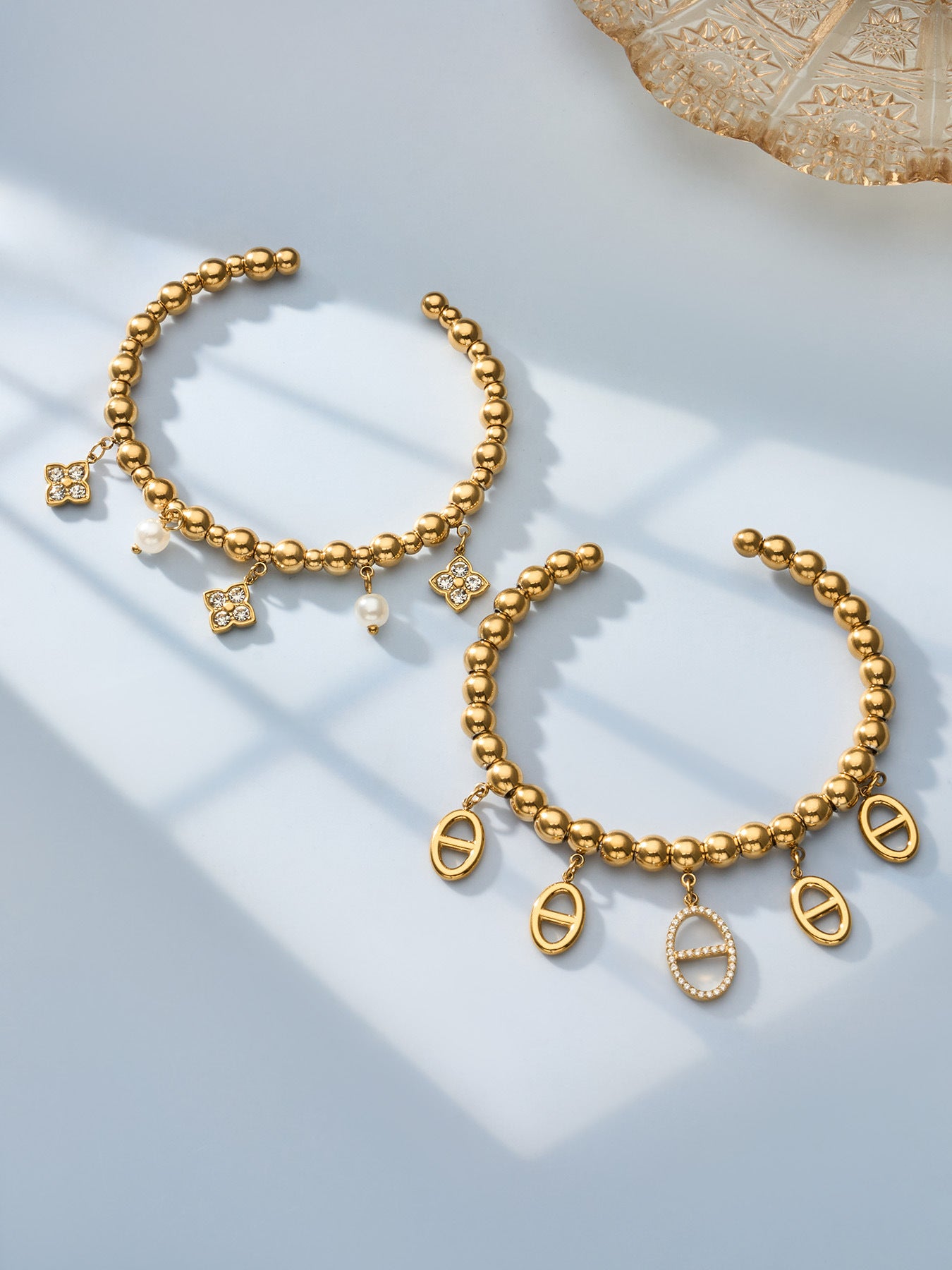 316L Stainless Steel 18K Gold PVD 5A Zircon Pig Nose Link Bangle - Gold Pig Nose Bangle, Zircon Embellished, Delicate Link, Light Luxury Wholesale Stainless Steel Jewelry - Sensitive Skin Friendly - Detail 10