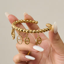 316L Stainless Steel 18K Gold PVD 5A Zircon Pig Nose Link Bangle - Gold Pig Nose Bangle, Zircon Embellished, Delicate Link, Light Luxury Wholesale Stainless Steel Jewelry - Sensitive Skin Friendly - Detail 12