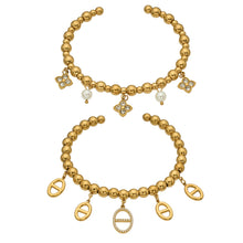 316L Stainless Steel 18K Gold PVD 5A Zircon Pig Nose Link Bangle - Gold Pig Nose Bangle, Zircon Embellished, Delicate Link, Light Luxury Wholesale Stainless Steel Jewelry - Sensitive Skin Friendly - Detail 14