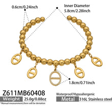 316L Stainless Steel 18K Gold PVD 5A Zircon Pig Nose Link Bangle - Gold Pig Nose Bangle, Zircon Embellished, Delicate Link, Light Luxury Wholesale Stainless Steel Jewelry - Sensitive Skin Friendly - Detail 15