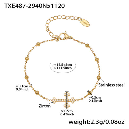 316L Stainless Steel 18K Gold PVD 5A Zirconia Cross Jewelry Collection - Image 8