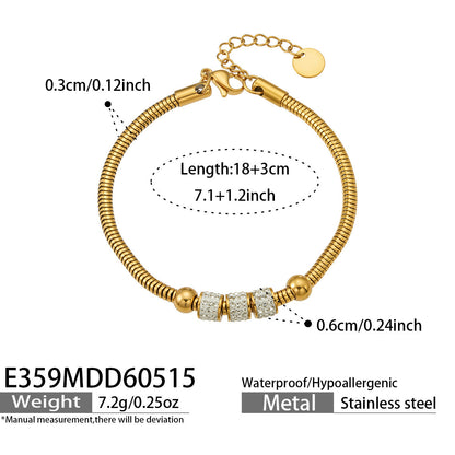 316L Stainless Steel 18K Gold PVD Adjustable Heart Bead Bracelet - Adjustable Gold Heart Bead Bracelet Wholesale Stainless Steel Jewelry - Sensitive Skin Friendly - Detail 5