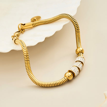 316L Stainless Steel 18K Gold PVD Adjustable Heart Bead Bracelet - Adjustable Gold Heart Bead Bracelet Wholesale Stainless Steel Jewelry - Sensitive Skin Friendly - Detail 9