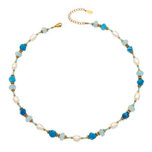 316L Stainless Steel 18K Gold PVD Aquamarine Pearl Necklace - Aquamarine Pearl Necklace Wholesale Stainless Steel Jewelry - Sensitive Skin Friendly - Detail 1