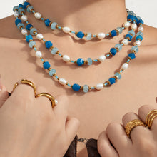 316L Stainless Steel 18K Gold PVD Aquamarine Pearl Necklace - Aquamarine Pearl Necklace Wholesale Stainless Steel Jewelry - Sensitive Skin Friendly - Detail 14