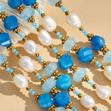 316L Stainless Steel 18K Gold PVD Aquamarine Pearl Necklace - Aquamarine Pearl Necklace Wholesale Stainless Steel Jewelry - Sensitive Skin Friendly - Detail 5