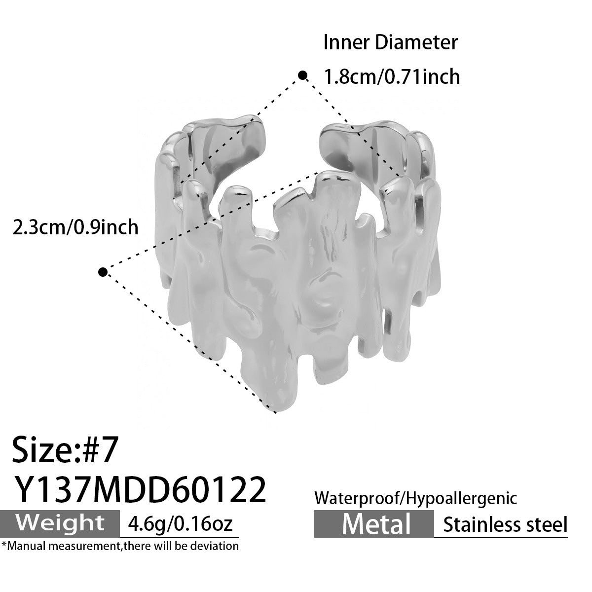 316L Stainless Steel 18K Gold PVD Artistic Flower Irregular Ring - Artistic Flower Irregular Design Modern Minimalist Wholesale Stainless Steel Jewelry - Sensitive Skin Friendly - Detail 1