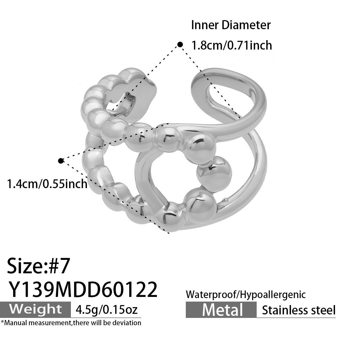 316L Stainless Steel 18K Gold PVD Artistic Flower Irregular Ring - Artistic Flower Irregular Design Modern Minimalist Wholesale Stainless Steel Jewelry - Sensitive Skin Friendly - Detail 19
