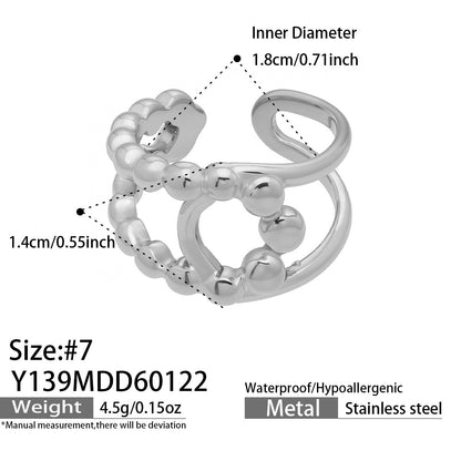 316L Stainless Steel 18K Gold PVD Artistic Flower Irregular Ring - Artistic Flower Irregular Design Modern Minimalist Wholesale Stainless Steel Jewelry - Sensitive Skin Friendly - Detail 19