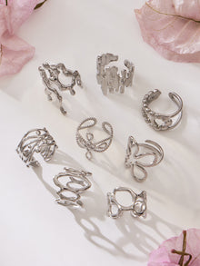 316L Stainless Steel 18K Gold PVD Artistic Flower Irregular Ring - Artistic Flower Irregular Design Modern Minimalist Wholesale Stainless Steel Jewelry - Sensitive Skin Friendly - Detail 20