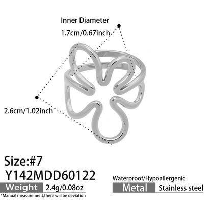 316L Stainless Steel 18K Gold PVD Artistic Flower Irregular Ring - Artistic Flower Irregular Design Modern Minimalist Wholesale Stainless Steel Jewelry - Sensitive Skin Friendly - Detail 4