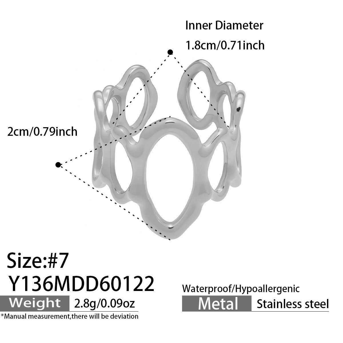 316L Stainless Steel 18K Gold PVD Artistic Flower Irregular Ring - Artistic Flower Irregular Design Modern Minimalist Wholesale Stainless Steel Jewelry - Sensitive Skin Friendly - Detail 5