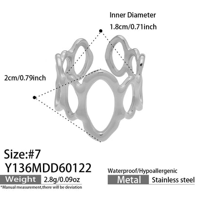 316L Stainless Steel 18K Gold PVD Artistic Flower Irregular Ring - Artistic Flower Irregular Design Modern Minimalist Wholesale Stainless Steel Jewelry - Sensitive Skin Friendly - Detail 5