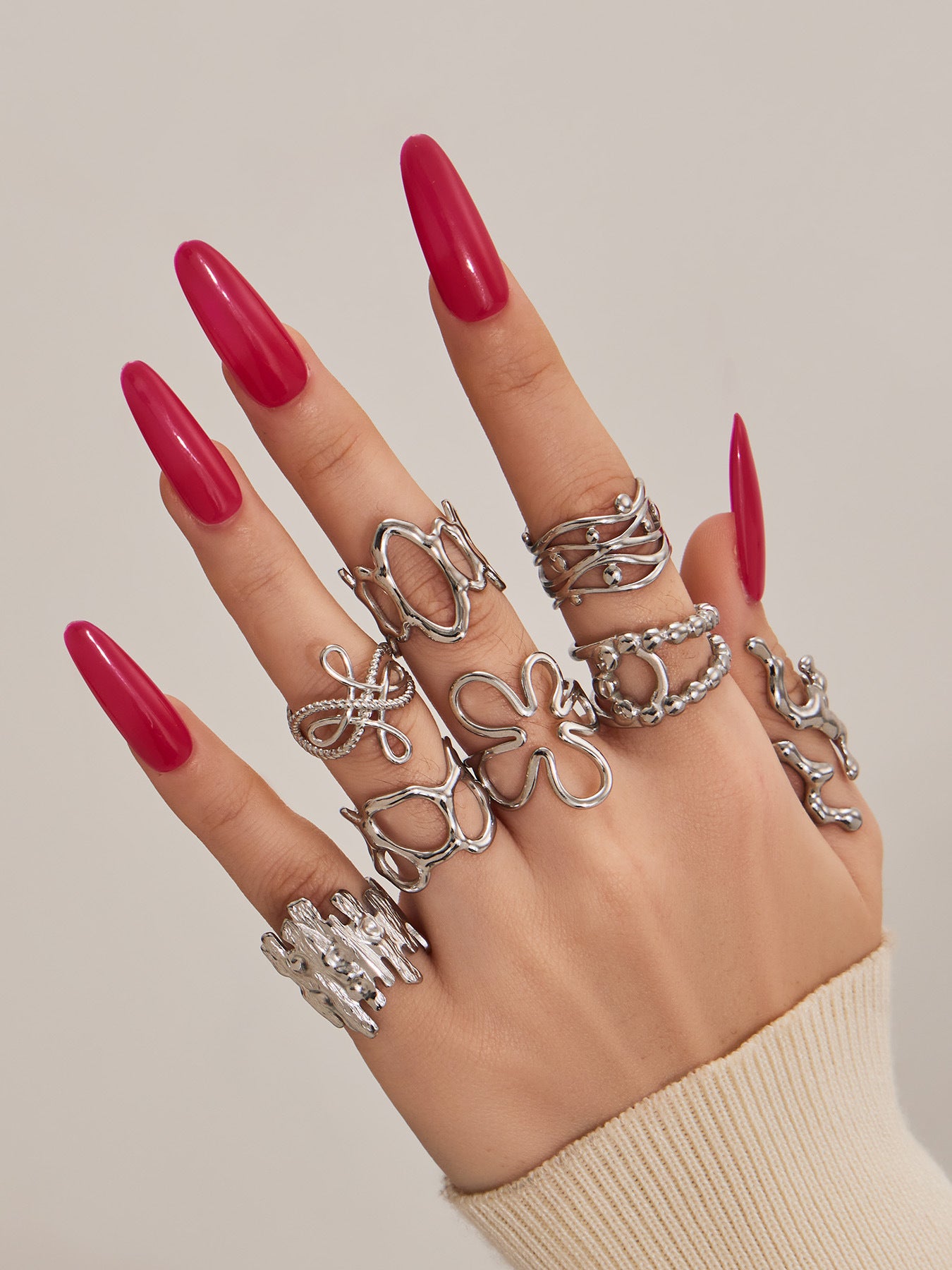 316L Stainless Steel 18K Gold PVD Artistic Flower Irregular Ring - Artistic Flower Irregular Design Modern Minimalist Wholesale Stainless Steel Jewelry - Sensitive Skin Friendly - Detail 7