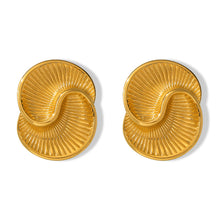 316L Stainless Steel 18K Gold PVD Asymmetrical Water Drop Spiral Textured Earrings - Asymmetrical Water Drop Spiral Textured Earrings Wholesale Stainless Steel Jewelry - Sensitive Skin Friendly - Detail 5