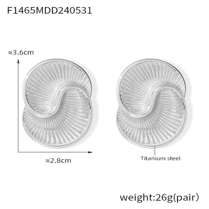 316L Stainless Steel 18K Gold PVD Asymmetrical Water Drop Spiral Textured Earrings - Asymmetrical Water Drop Spiral Textured Earrings Wholesale Stainless Steel Jewelry - Sensitive Skin Friendly - Detail 9