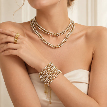 316L Stainless Steel 18K Gold PVD Bead Bracelet - Bead Bracelet, Modern Design Wholesale Stainless Steel Jewelry - Sensitive Skin Friendly - Detail 1