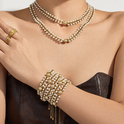 316L Stainless Steel 18K Gold PVD Bead Bracelet - Bead Bracelet, Modern Design Wholesale Stainless Steel Jewelry - Sensitive Skin Friendly - Detail 14