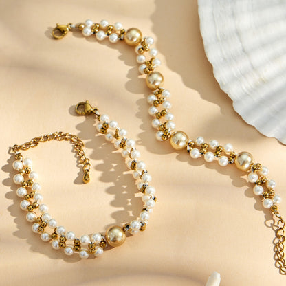 316L Stainless Steel 18K Gold PVD Bead Bracelet - Bead Bracelet, Modern Design Wholesale Stainless Steel Jewelry - Sensitive Skin Friendly - Detail 2
