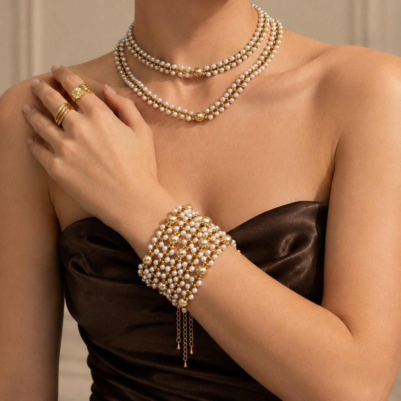 316L Stainless Steel 18K Gold PVD Bead Bracelet - Bead Bracelet, Modern Design Wholesale Stainless Steel Jewelry - Sensitive Skin Friendly - Detail 3