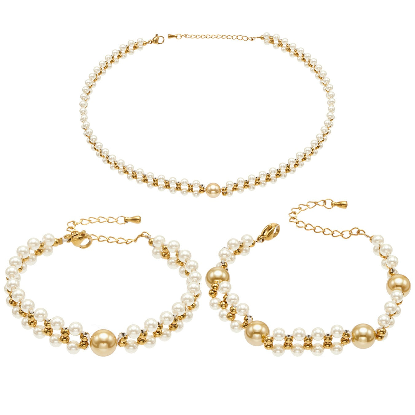 316L Stainless Steel 18K Gold PVD Bead Bracelet - Bead Bracelet, Modern Design Wholesale Stainless Steel Jewelry - Sensitive Skin Friendly - Detail 4