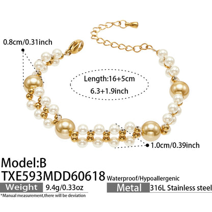316L Stainless Steel 18K Gold PVD Bead Bracelet - Bead Bracelet, Modern Design Wholesale Stainless Steel Jewelry - Sensitive Skin Friendly - Detail 6