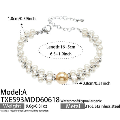 316L Stainless Steel 18K Gold PVD Bead Bracelet - Bead Bracelet, Modern Design Wholesale Stainless Steel Jewelry - Sensitive Skin Friendly - Detail 7
