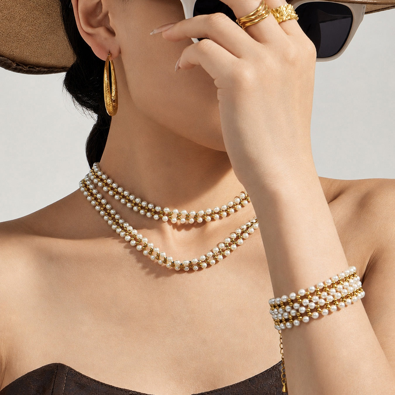 316L Stainless Steel 18K Gold PVD Beaded Necklace - Beaded Necklace Gold Steel Wholesale Stainless Steel Jewelry - Sensitive Skin Friendly - Detail 1