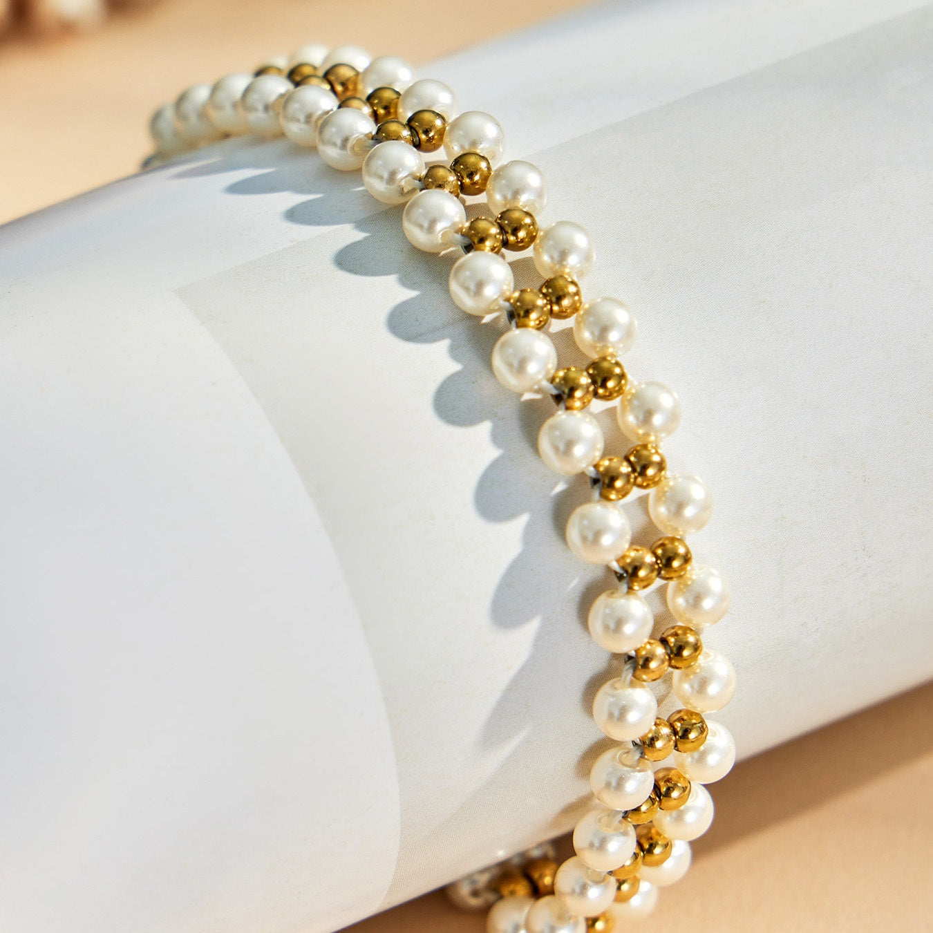 316L Stainless Steel 18K Gold PVD Beaded Necklace - Beaded Necklace Gold Steel Wholesale Stainless Steel Jewelry - Sensitive Skin Friendly - Detail 14
