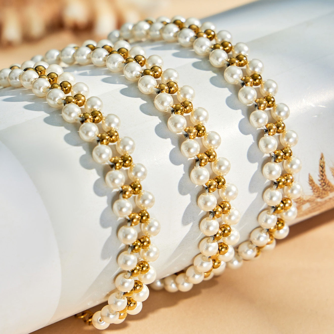 316L Stainless Steel 18K Gold PVD Beaded Necklace - Beaded Necklace Gold Steel Wholesale Stainless Steel Jewelry - Sensitive Skin Friendly - Detail 2