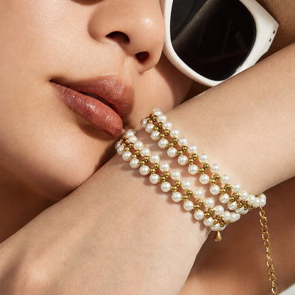 316L Stainless Steel 18K Gold PVD Beaded Necklace - Beaded Necklace Gold Steel Wholesale Stainless Steel Jewelry - Sensitive Skin Friendly - Detail 3