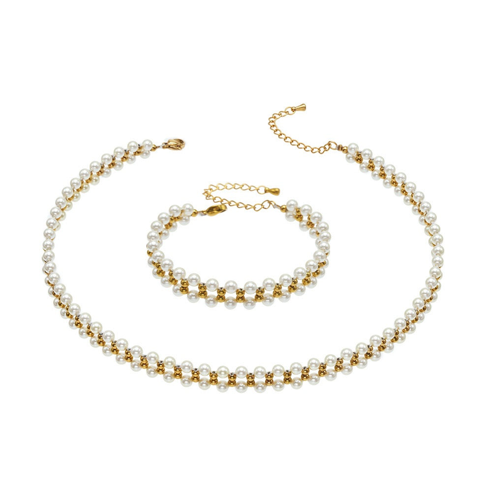 316L Stainless Steel 18K Gold PVD Beaded Necklace - Beaded Necklace Gold Steel Wholesale Stainless Steel Jewelry - Sensitive Skin Friendly - Detail 4