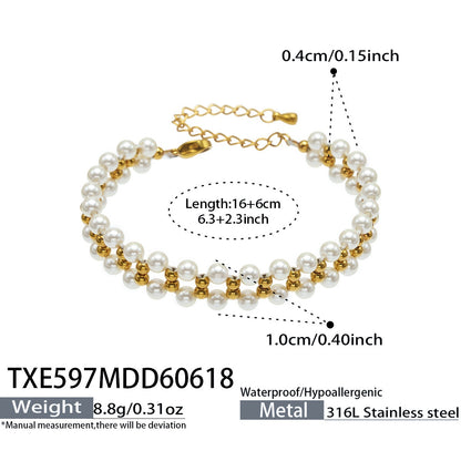 316L Stainless Steel 18K Gold PVD Beaded Necklace - Beaded Necklace Gold Steel Wholesale Stainless Steel Jewelry - Sensitive Skin Friendly - Detail 5