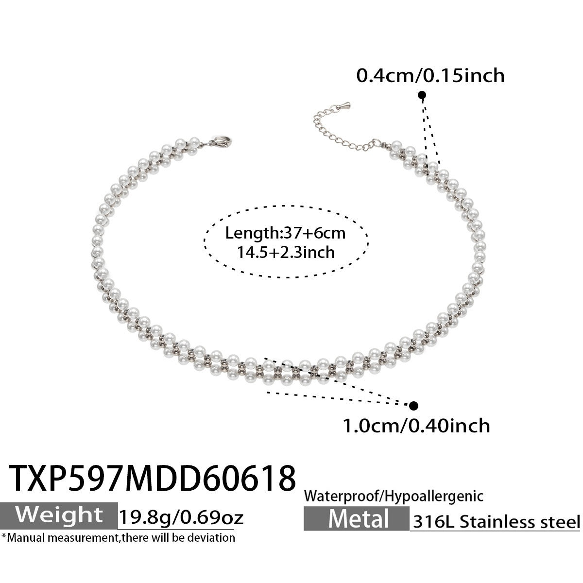 316L Stainless Steel 18K Gold PVD Beaded Necklace - Beaded Necklace Gold Steel Wholesale Stainless Steel Jewelry - Sensitive Skin Friendly - Detail 6