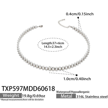 316L Stainless Steel 18K Gold PVD Beaded Necklace - Beaded Necklace Gold Steel Wholesale Stainless Steel Jewelry - Sensitive Skin Friendly - Detail 6