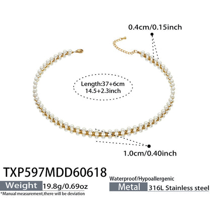 316L Stainless Steel 18K Gold PVD Beaded Necklace - Beaded Necklace Gold Steel Wholesale Stainless Steel Jewelry - Sensitive Skin Friendly - Detail 7