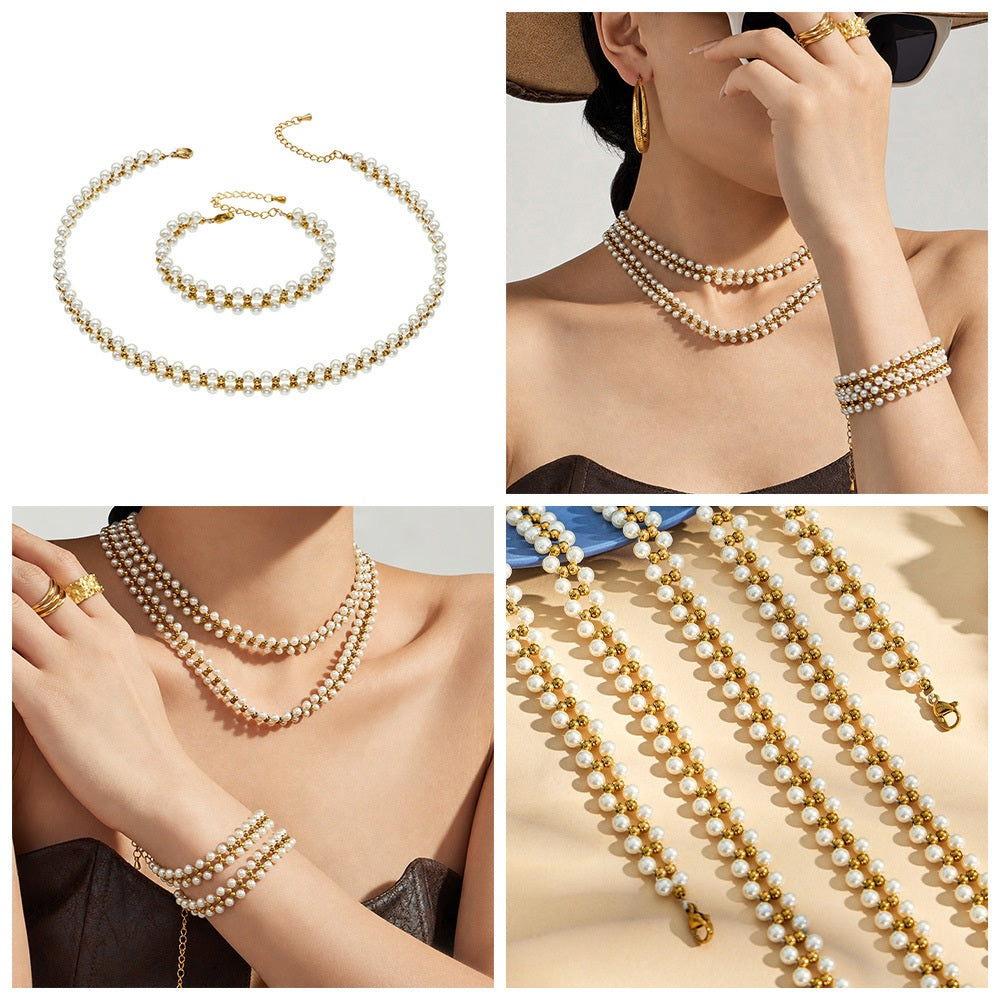 316L Stainless Steel 18K Gold PVD Beaded Necklace - Beaded Necklace Gold Steel Wholesale Stainless Steel Jewelry - Sensitive Skin Friendly - Detail 8